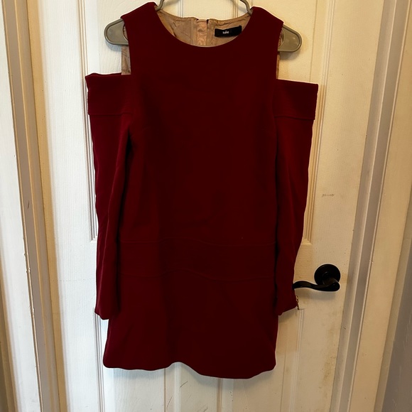 TALIE NK BRAZILIAN MAROON ZIPPER BACK WOOL BLEND dress - Picture 4 of 10